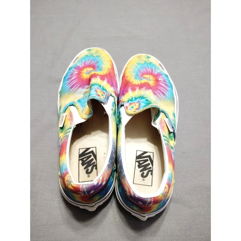 Vans Unisex RAINBOW Tie Dye Gender Inclusive M 7/WM 8.5 Checkerboard‎ Slip On's